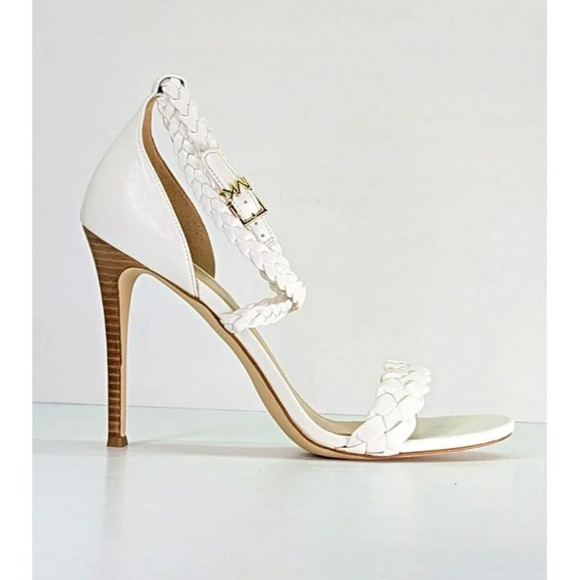 Michael Kors Women's Astrid White Leather Braided Heel Sandal Size 8.5 MSRP $145 - Picture 2 of 11